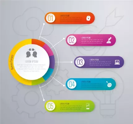 وکتور اینفوگرافیک با پنج انتخاب رنگارنگ