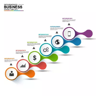 وکتور اینفوگرافیک رنگارنگ و تایم لاین
