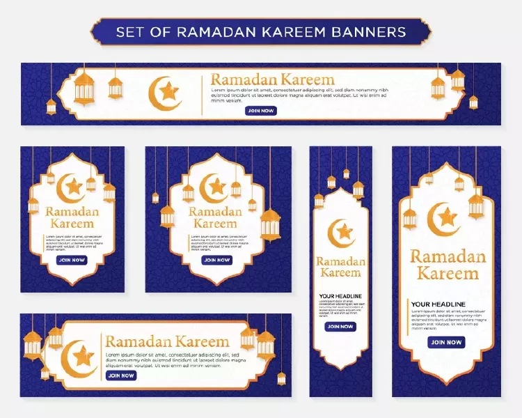وکتور ست قالب آماده مذهبی ماه مبارک رمضان